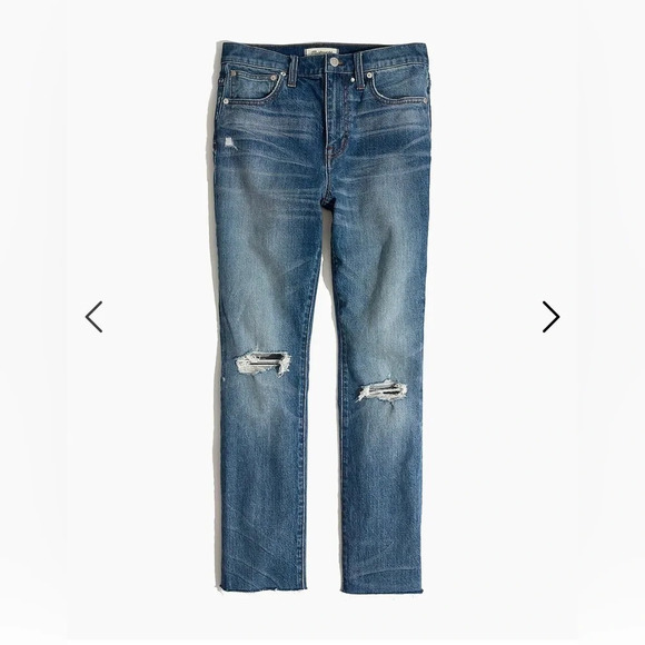 Madewell The High-Rise Slim Crop Boyiean: Knee-Rip Edition blue size 25 - Picture 14 of 16